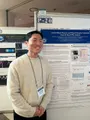 Hyeong Jun Lee beside the poster "Arterial Blood Pressure and Blood Viscosity Estimation from AI-based PPG Analysis" at the Biomedical Engineering Society for Circulation (BESCO) Winter Meeting, Seongnam.