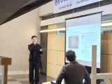 Hyeong Jun Lee presenting cardiovascular AI research at a Yonsei department symposium.